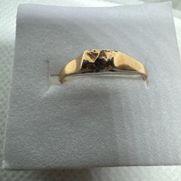 Vintage 14K Yellow Gold Nugget Style Ring Band 1.14 Grams Size 6, 585, European - Picture 6 of 14